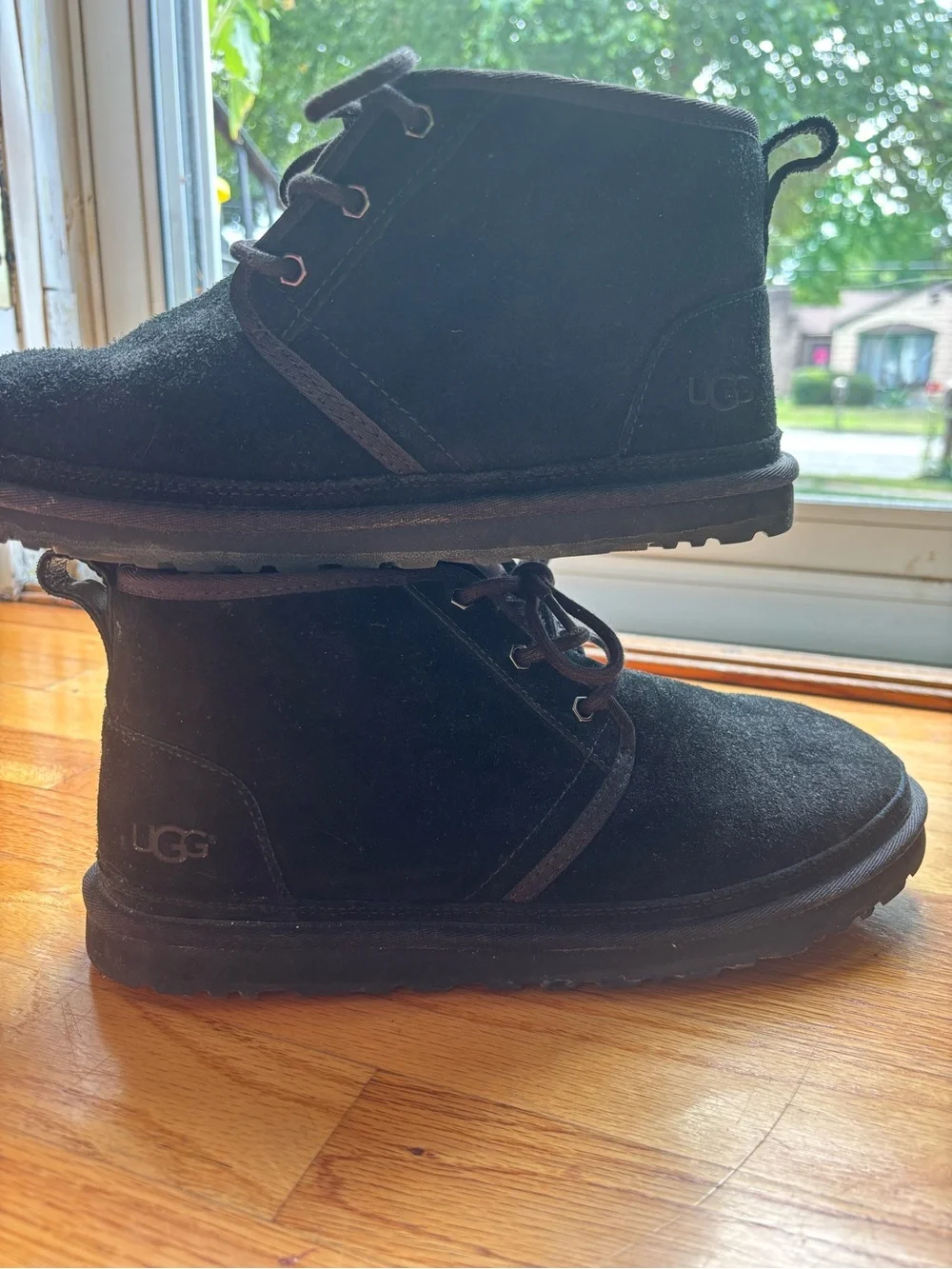 UGG MEN Black Suede Ankle Lace-Up Boots- NO BOX